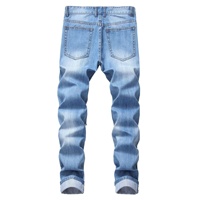 Jean déchiré coupe droite pour homme YUNBOFEI – Denim non extensible avec trous déchirés pour un style décontracté au quotidien