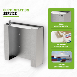 Double 304 Stainless Steel Disposable Glove Box Holder With Lock for Medical & Food Processing - Product Image 2
