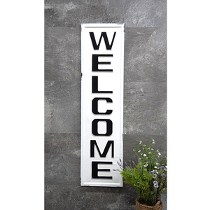 <b>Retro</b> Vintage Home <b>Decor</b> Welcome Door Sign Letter Words Plaque Durable Rectangle Metal Cast Iron Rustic Farmhouse Black White - Product Image 1