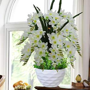 Artificial <b>butterfly</b> Orchid Flower Pot Home Living Room Decorative Flowers Wedding Artificial Flower Centerpiece - Product Image 1