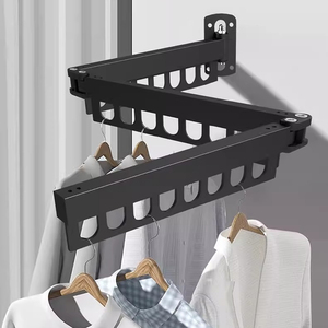 SANIPRO Séchoir à linge <span class=keywords><strong>mural</strong></span> intérieur/extérieur pliable à trois volets, gain de place, rétractable - Product Image 3
