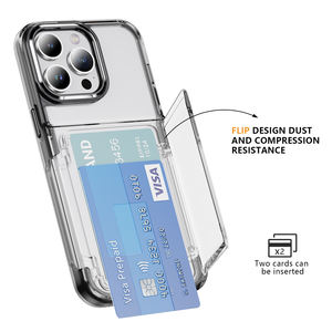 Étui de téléphone porte-carte de haut rang pour iPhone 16 Pro Max couvertures arrière à rabat pour <span class=keywords><strong>samsung</strong></span> S24 étui arrière transparent pour iPhone 14 15 Pro - Product Image 6