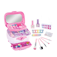 Perlengkapan Kosmetik Putri Fashion Harga Pabrik BST, Set Mainan Kotak Kosmetik untuk Anak Perempuan, Set Rias Wajah dan Cat Kuku dengan Cermin untuk Anak Perempuan