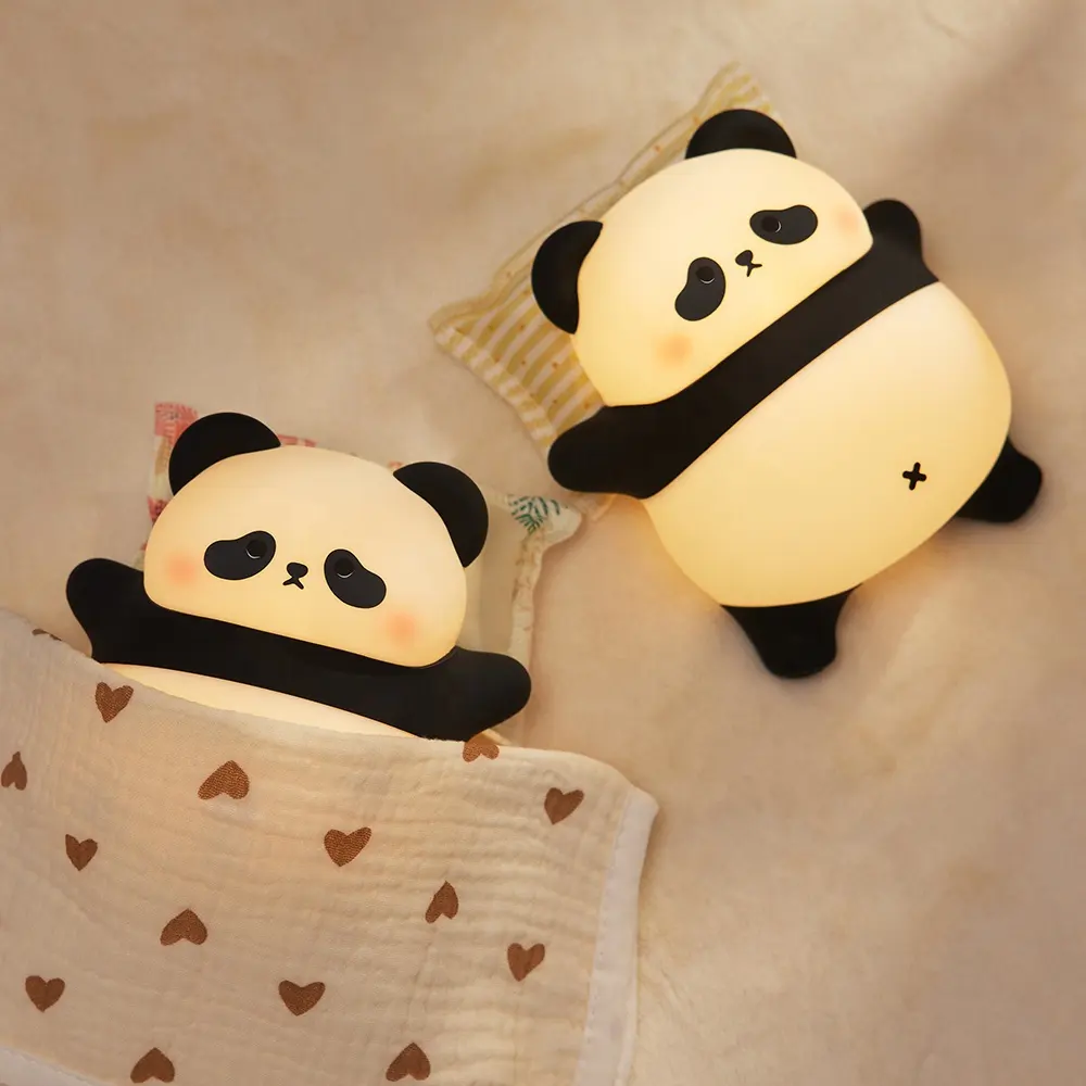 Creative Pandaเด็กทารกของขวัญโคมไฟไฟกลางคืนLED Kawaiiตกแต่งห้องSleepซิลิโคนกอดได้ไฟกลางคืน