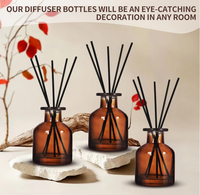 Diffuseur de parfum d'ambiance de luxe en verre ambré avec décoration dorée en métal, bouteilles vides scellées au liège de 3,5-4,2 oz, 20 bâtonnets diffuseurs, design unique pour la maison