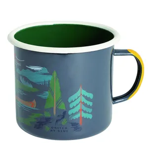 8cm 9cm 10cm square handle customized logo printing pantone color available large enamel tea metal cup
