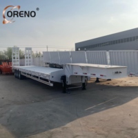 Semi-remorque Lowboy Lowbed en acier à 3 essieux avec capacité de 30 tonnes, plaque de base en acier ondulé, suspension à trois essieux à vendre