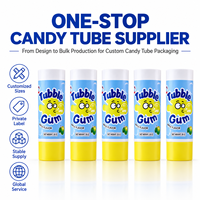 Tube d'emballage personnalisé pour chewing-gum, en aluminium et plastique de qualité alimentaire, avec bouchon à vis, imprimé UV, pour bonbons et snacks, 12,7-35 mm
