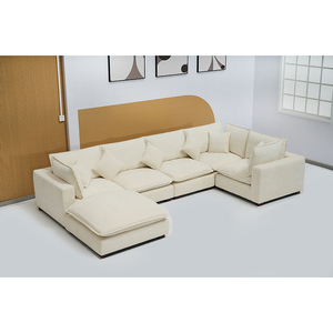 โซฟาโมดูลาร์สีเขียวมะกอก 4 ชิ้น 6 ชิ้น รุ่นคลาวด์ พร้อมขาไม้หรูหรา - Product Image 2