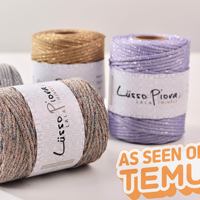 Penjualan terlaris Eropa LUSSO 3mm ultra-lembut dicelup emas ketahanan tinggi poliester benang rajutan datar untuk DIY tas rajut 60m
