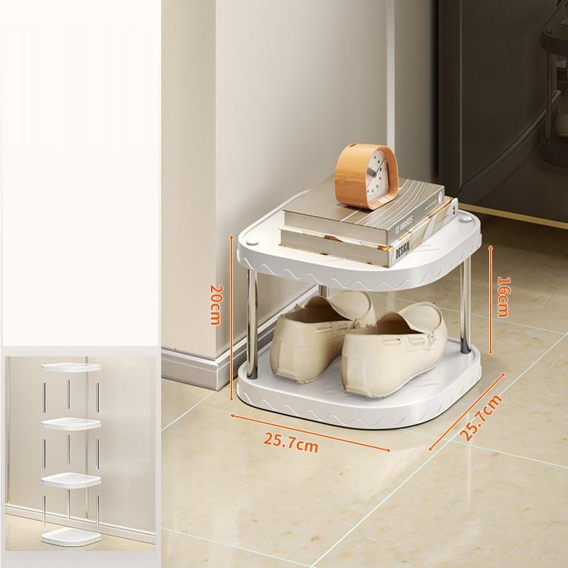 ชั้นวางรองเท้าสองชั้นสีขาว
