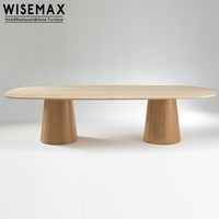 MEUBLES WISEMAX Table d'intérieur 8 places table à manger en bois de forme ovale simple pour restaurant maison salle à manger vente en gros