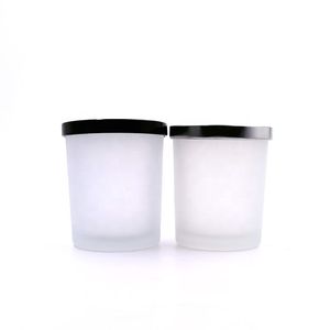 Vente en gros de 4oz 8 10 14 bocaux et bouteilles à bougie en verre dépoli blanc noir avec couvercle en bois pour la fabrication de cire de soja parfumée - Product Image 6