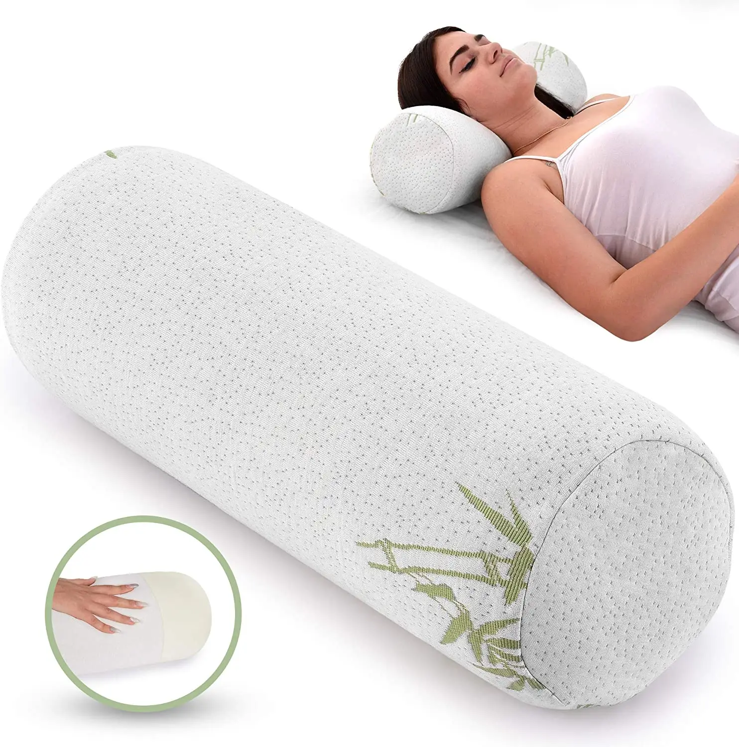 Coussin Cervical rond en silicone, Support de traversin et oreiller, pour dormir, mousse à mémoire, housse en bambou, respirant