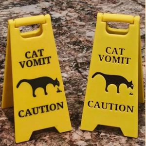 New Hairdressing Creative Cat Vomit Caution Sign Funny Dog Warning Sign <b>Party</b> Novelty for Gifts Home Desktop Decoration - Product Image 1
