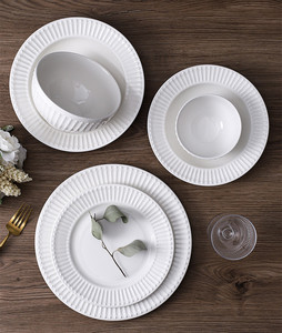 Nordic Luxury Embossed Ceramic <b>Dinner</b> Set Round White Porcelain Relief <b>Plates</b> Dishes for Wedding Christmas for Restaurants - Product Image 4