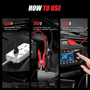 <span class=keywords><strong>Cargador</strong></span> Portátil LCD con Ajuste de Corriente de 15A, 1 Puerto USB, Pinza de Cocodrilo para Baterías de Plomo-Ácido y Litio-Hierro de 12V/24V para Automóviles - Product Image 6