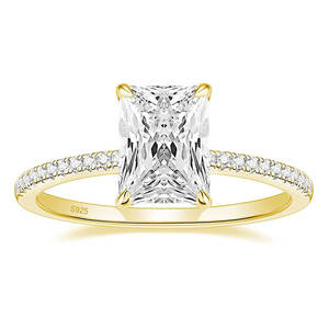 OAHLANファッションジュエリー3CTローズゴールドラディアントカットソリティアキュービックジルコニアウェディングプロミス925スターリングシルバーリング女性用 - Product Image 2