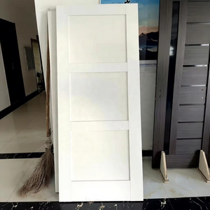 Porte en bois écologique à <span class=keywords><strong>prix</strong></span> <span class=keywords><strong>de</strong></span> gros usine, ambiance classique, porte en bois blanc apprêté pleine grandeur - Product Image 2