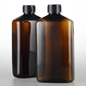 500ml 16oz flat Amber sunscreen tanning oil plastic bottle with plastic cap