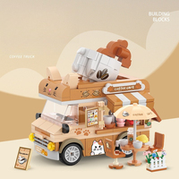 Blocs de construction de camions de nourriture pour animaux, mini-vues de rue, briques pour décoration de bureau, jouet d'assemblage DIY, vente en gros OEM