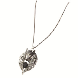 Collier pendentif loup en alliage de zinc, finition argent antique, serti clos, motif animal du zodiaque, chaîne de pull, cadeau pour hommes et femmes - Product Image 5