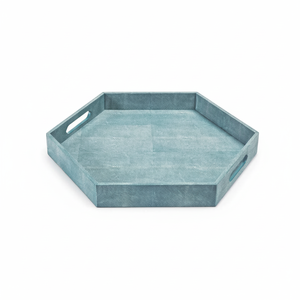 Haute qualité personnalisé hexagone bleu en cuir plateau de service de table Faux service en cuir décor à la maison - Product Image 1