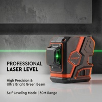 Niveau laser 3D professionnel industriel et DIY, 16 lignes croisées auto-nivelantes, pointeur laser vertical et horizontal, portée 50m, kit d'outils OEM vert