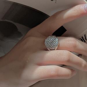 Anillo de Plata Pura S925 con Diseño de Rejilla Micro, Estilo Retro de Lujo Ligero, Diseño Simple de Cruz Hueca, Chapado en Oro Rosa, Joyería al por Mayor - Product Image 2