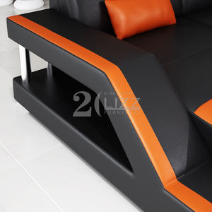 Duitsland Sofa De Salon Moderne Woonkamer Lounge Suites Zwart Lederen Grote Sectionele Sofa - Product Image 4