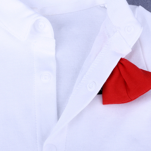 Tutina in Cotone a Maniche Lunghe per Neonato con Papillon Rosso, Stile Gentiluomo, Abbigliamento Formale per Neonati, Vestito per Compleanno - Product Image 3