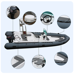 Yacht de sport CE Haohai RIB760B, bateau de pêche de luxe à coque en fibre de verre gonflable avec ensemble moteur - Product Image 5