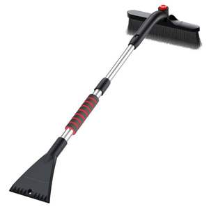 Grattoir à neige 3 en 1, manche télescopique avec brosse et grattoir pour pare-brise de voiture, outil de nettoyage hivernal - Product Image 1