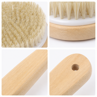 Brosse de bain à long manche en bois de lotus, poils de sanglier naturels, exfoliante pour le corps, utilisable à sec ou sous la douche, brosse de massage, logo personnalisé disponible