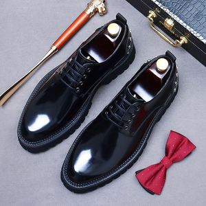 Zapatos Formales de Negocios para Hombre con Cordones - Suela de Goma Gruesa Antideslizante, Transpirables, Diseño de Parches, Casuales, Ideales para Bodas - Product Image 4
