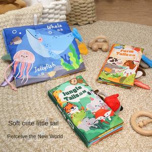 <span class=keywords><strong>Livre</strong></span> en tissu pour bébés avec motif d'animaux en dessin animé tridimensionnel, lavable, résistant aux déchirures, jouet éducatif pour les enfants <span class=keywords><strong>de</strong></span> 3 à 6 mois - Product Image 1