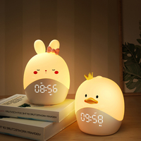 Réveil numérique personnalisé mignon Koala Lapin, veilleuse de chevet, lampe LED en silicone rechargeable USB en forme de canard pour enfants