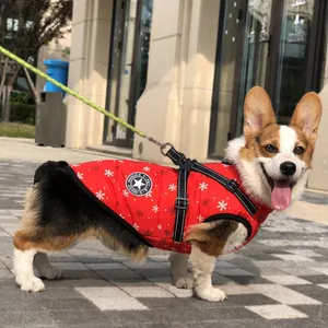 クリスマス防水反射コスチューム小型犬ウォームヒートコットンセータードレス犬秋冬服ハーネスベスト