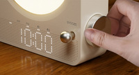Réveil moderne mini en ABS avec batterie, lumière LED dimmable, double alarme, son naturel, aide au sommeil pour chambre à coucher
