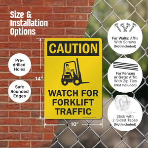 Panneau de signalisation de sécurité pour chariot élévateur ; en aluminium pressé résistant à la rouille ; durable et résistant à la décoloration ; adapté pour entrepôt, industrie ; jaune et noir - Product Image 3