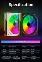 Ventilador de PC Gamer-X de Alta Calidad, 120 mm, ARGB, con Rodamiento de Fluido, para Caja de Ordenador, PWM de 4 Pines, Refrigerador Prism 4Pro, Diseño de 4 Disipadores de Calor, 20dBA, 56.8CFM