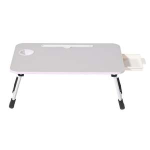 Bureau d'ordinateur portable pour lit, plateau de lit réglable pour ordinateur portable, table pliable pour ordinateur portable avec déflecteur antidérapant, support de téléphone et tiroir - Product Image 4