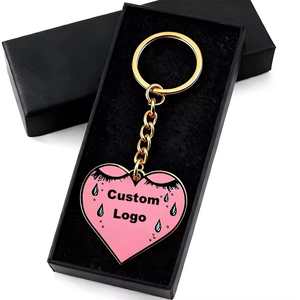 Llavero <span class=keywords><strong>de</strong></span> Metal con Forma <span class=keywords><strong>de</strong></span> Corazón y Logotipo Personalizado, Dijes Personalizados para Grabar, Accesorios Lisos, Anillos con Caja <span class=keywords><strong>de</strong></span> Regalo - Product Image 1