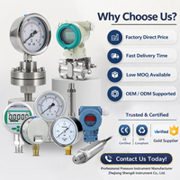 Flange Type Back Mount Refrigeration Pressure Gauge Stainless Steel Construction Class 1.6 Accuracy Liquid Filled Pressure Gauge