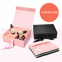 Emballage magnétique en boîte rigide Grand carton ruban de luxe noir individuel avec boîte cadeau à fermeture magnétique