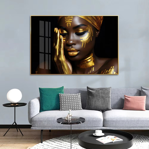 Guanjun Body Art <span class=keywords><strong>Peinture</strong></span> Murale Verre Art Mural Luxe Africain Décoration Intérieure Cristal <span class=keywords><strong>Peinture</strong></span> Porcelaine Or - Product Image 4
