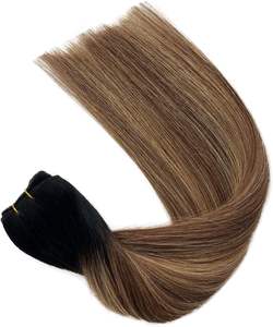 Highlights cucire nelle estensioni dei capelli umani fasci di trama di colore Ombre dal nero al marrone <span class=keywords><strong>castano</strong></span> con <span class=keywords><strong>biondo</strong></span> fragola - Product Image 1