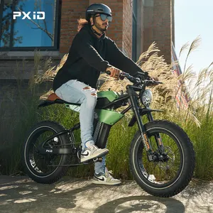 PXID MANTIS P6 Electric Mountain Bike 7 Speed SHIMANO Gear 20 Inch Fat Tire Mens Electric Bike