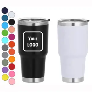 Cangkir Kopi Kustom 20Oz 30Oz Cangkir Reusable Stainless Steel Tumbler Berlapis Bubuk Terisolasi Cangkir Kopi Termal Perjalanan dengan Tutup