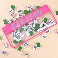 Sac de Mahjong transfrontalier moderne américain brodé avec lettres, grande capacité, multicolore, imperméable, sac à main portable pour jeu de société